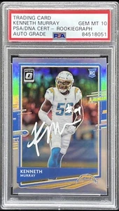 Kenneth Murray Chargers 2020 Optic Holo Autographed Rookie Graph *PSA 10 AUTO* - Picture 1 of 2