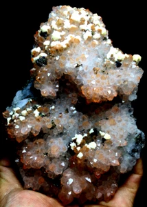 1060g Uruguay Red ROSE Quartz Crystal Geode Cluster specimen& Chalcopyrite #109 - Picture 1 of 11