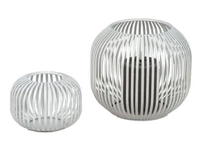 2er Set Windlichter Wili Stäbe in Kugelform H. 10 + 18cm weiß aus Metall Formano - Bild 1 von 3