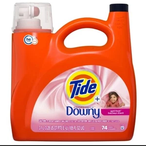 Tide Plus A Touch of Downy Liquid Laundry Detergent, April Fresh 105 Oz 74 Loads - Picture 1 of 6