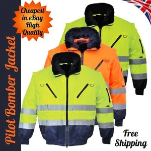 PORTWEST Hi Vis 3 in 1 Winter Bomber Pilotenjacke Fell gefüttert Sicherheit Arbeitsmantel UK - Bild 1 von 9