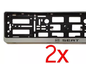 2x SILVER SEAT European Euro License Number Plate Holder Frame German Car Tag - Picture 1 of 4