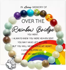 Rainbow Bridge Pet Bracelets Memorial Gifts, Dog Cat Memorial Gifts Colorful Bra - Picture 1 of 7