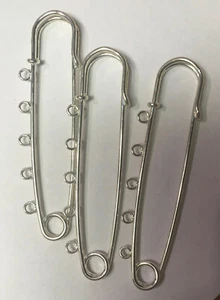 3 versilberte Stahl 3" mit 5 Schlaufen Charm Halter Kilt Pins - Bild 1 von 6