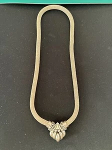 Vintage Joseph Esposito Sterling Silver Mesh Heart Necklace Signed - Picture 1 of 7