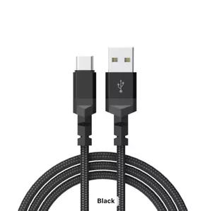 Braided USB C to A Charger Cable 1m Fast Charging iPhone 16 Samsung Black Nylon - Picture 1 of 7