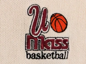 Vtg UMass Basketball Sweater m/i USA Sz S (roomy 4a small) Andrew Rohan 90s logo - Picture 1 of 18