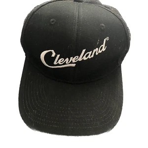 Cleveland OH Script Sign Trucker Hat by Port Authority, OSFA, Black and White - Picture 1 of 6