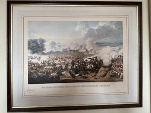 RARE Military Print - Waterloo The Charge of the French Cavalry by Denis Dighton - Picture 1 of 16
