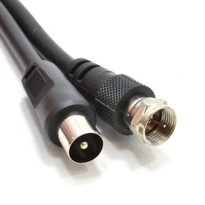 Coaxial F Type Connector Male Plug to RF Aerial Male Plug RG59 Cable 3m Black - Picture 1 of 3