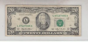 1993 (L) $20 Twenty Dollar Bill Federal Reserve Note San Francisco Vintage Money - Picture 1 of 2