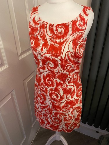 ICONIC VERSACE Jeans rosso e bianco abito a tubino con turbine UK 8 I 40