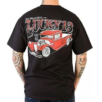 THE ORIGINAL LUCKY 13 Floorless Drag Racing Hot Rod Truck Logo Shirt Size is 4XL - Image 1 of 4