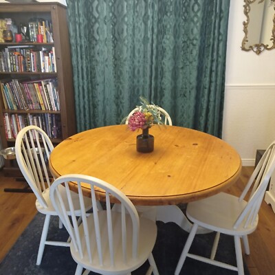 Round Pine Table And Chairs for sale | eBay