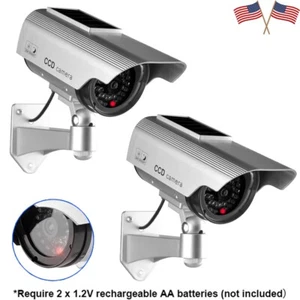 2X Fake Security Camera Flashing LED Solar Powered Dummy Home Surveillance CCTV - Picture 1 of 13