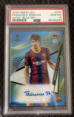 2020 Finest UCL Francisco Trincao Blue Refractor /150 RC AUTO GEM PSA POP 4 - Image 1 of 2