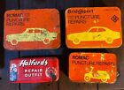 Vintage Puncture Repair Kits 3 Romac and 1 Halfords, 2 with contents