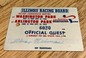 1962 ILLINOIS RACING BOARD Official Guest Card Arlington Park / Washington Park - Picture 1 of 2