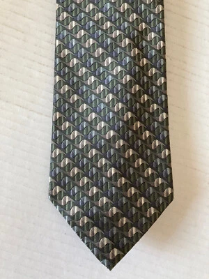 Stafford Men's Necktie Tie Silk Green Gray Wavy Stripe - Image 1 of 4
