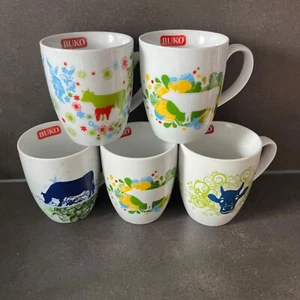 5 x Buko Tasse Becher Kaffeetasse Henkelbecher Rastal Blumen Kuh Kühe Motivtasse - Bild 1 von 5