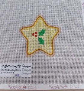 Star Christmas Cookie Needle Point Canvas 3.5"x 3.5" Stitch Area 18Ctn Canvas - Picture 1 of 1