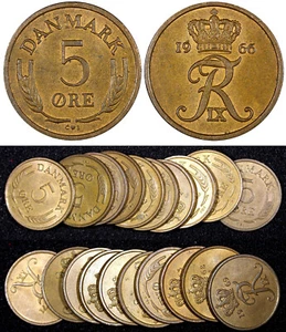 Danimarca Frederik IX bronzo 1960-1971 5 ore UNC.KM# 848.1 SCELTA CASUALE (1 moneta) - Foto 1 di 7