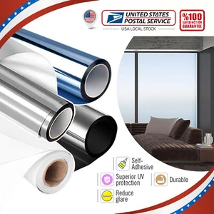 Reflective Window Mirror One Way Film Glass Privacy Solar Tint Self Adhesive DIY - Picture 1 of 28