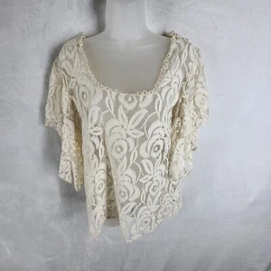 Top solitario trasparente floreale donna L avorio boho retrò romantico donna spiaggia - Foto 1 di 14