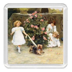 Yorkshire Terrier Hund & Mädchen Acryl Untersetzer Neuheit Trinkbecher Matte tolles Geschenk - Bild 1 von 1