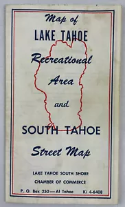 Lake Tahoe Erholungsgebiet und South Tahoe Straßenkarte, um 1954 - 1964 - Bild 1 von 9