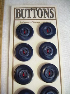 12 BOTONES VINTAGE *~ 19mm Azul Marino Redondos con Corona Centro Guisante Abrigo Vestido Pantalones - Imagen 1 de 13