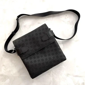 Dunhill Bolso de Hombro Bandolera Negro PVC Cuero Solapa Todo Patrón Para... - Imagen 1 de 24