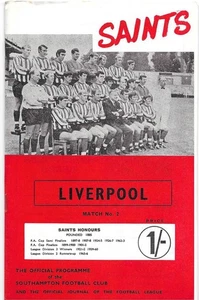 1968/69 Southampton v Liverpool Division 1 Programme & Football League Review - Picture 1 of 1