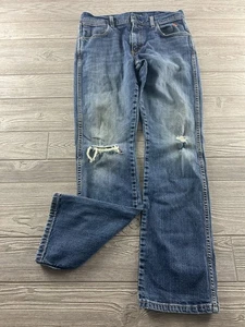 Pantalones de mezclilla Wrangler FR resistentes al fuego para hombre 32x34 calce ajustado lavado oscuro desgastados - Imagen 1 de 10