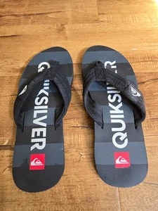 Quicksilver Beach Flip Flops Size USA 11 Black & White - Picture 1 of 7