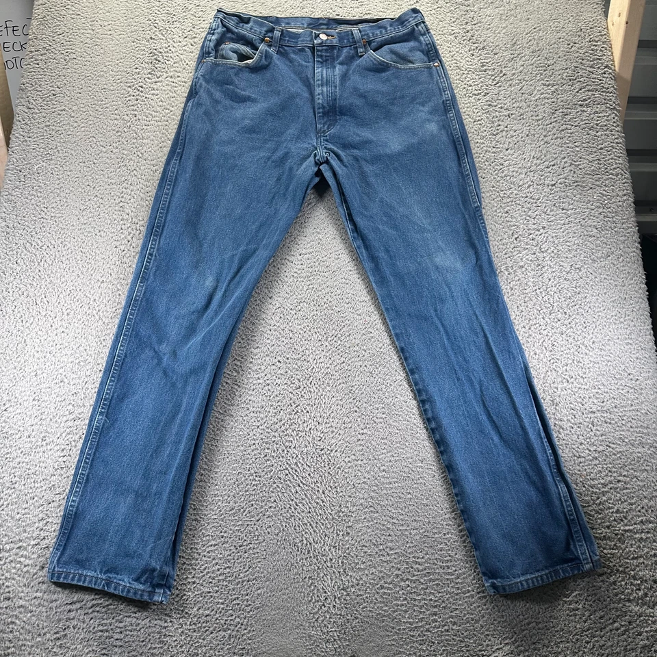 Pantalones de mezclilla rectos vintage Wrangler corte vaquero 31 MWZ para hombre 35x36 azul algodón Foto 1 de 4
