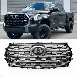 Fit For 2022-2024 Toyota Tundra Platinum Front Bumper Grille Grill Smoked Chrome - Picture 1 of 7