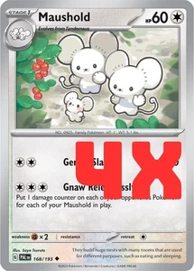 4X Pokémon TCG Maushold Scarlet & Violet Paldea Evolved 168/193 Regular NM - Picture 1 of 1
