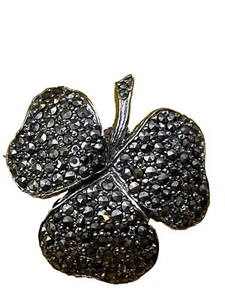 VINTAGE MARCASITE SHAMROCK PIN BROSCHE - Bild 1 von 5