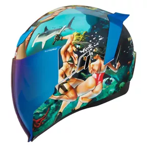 Icon Airflite Pleasuredome Casco da Motocicletta 4 - Blu - Foto 1 di 6