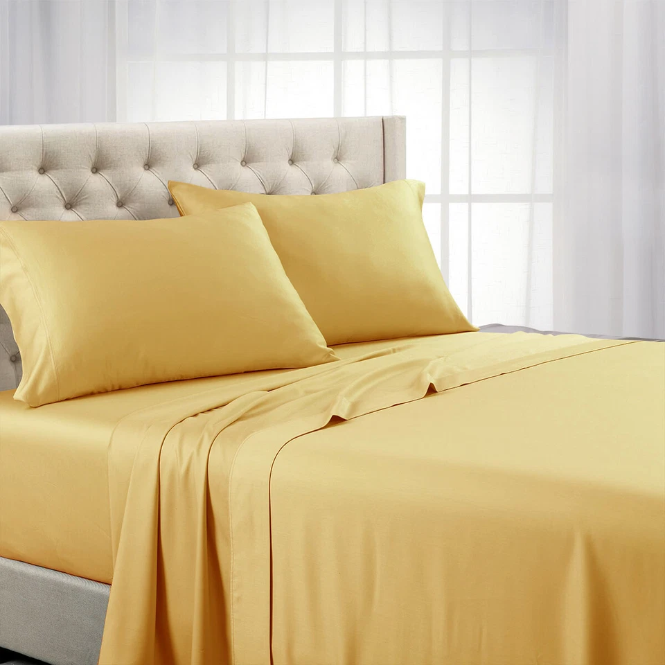 Juegos de sábanas de bolsillo extra profundo 22 pulgadas 100 % algodón 600 hilos sábanas lisas Foto 1 de 1