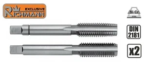 Jeu de 2 tarauds à main HSS M10 x 1,25 Qualité Professionnel DIN 2181 RICHMANN - Picture 1 of 4