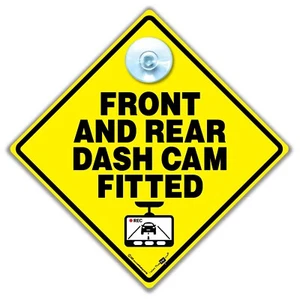 Front And Rear Dash Cam Fitted Car Sign, CCTV Car Sign, Anti Tailgater Sign - Picture 1 of 1