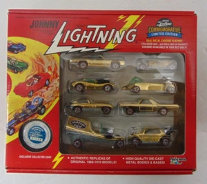 Johnny Lightning 1994 Commemorative Limited Edition Gold Chrome 8-Car Set - Picture 1 of 6