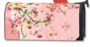 Mailbox Cover Pink Dogwood Flowers Standard Size Magnetic Weatherproof 19”L - Picture 1 of 5