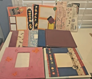 Lot of 6 12 x 12 slide in page Scrapbooks w/ many handmade pages plus stickers - Picture 1 of 24