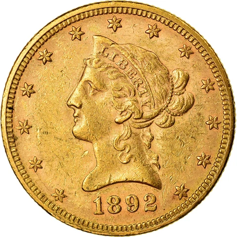 [#863600] Coin, United States, Coronet Head, $10, Eagle, 1892, U.S. Mint, Philad Cover