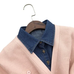 Mujeres Denim Azul Desmontable Media Camisa Cuello Falso Solapa Falso Prendas para el torso Gargantilla - Imagen 1 de 4