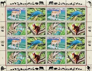 SELLOS DE ESPECIES EN PELIGRO DE EXTINCIÓN DE GINEBRA NACIONES UNIDAS 1999 MNH ANIMALES SALVAJES GUACAMAYO PÁJARO - Imagen 1 de 1