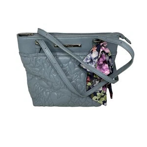 Betsey Johnson Aaliya Handbag Shoulder Tote Blue Hearts Faux Leather Scarf Quilt - Picture 1 of 4